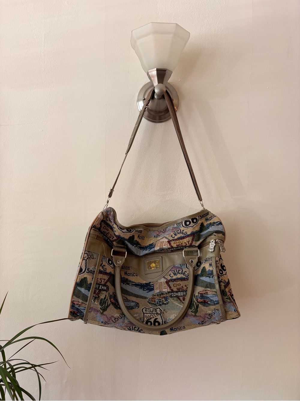 Vintage Pioneer Express Route 66 Tapestry Duffle Bag Weekender Travel Bag